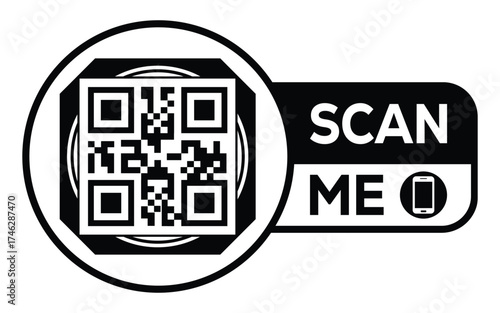 QR code scan icon set. Scan me frame. QR code scan for smartphone. QR code for mobile app, payment and identification. Vector illustration.