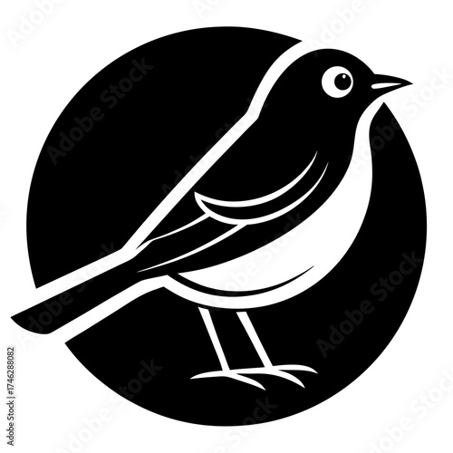 Nightingingale Icon Vector – Generative AI Linocut Silhouette Design
