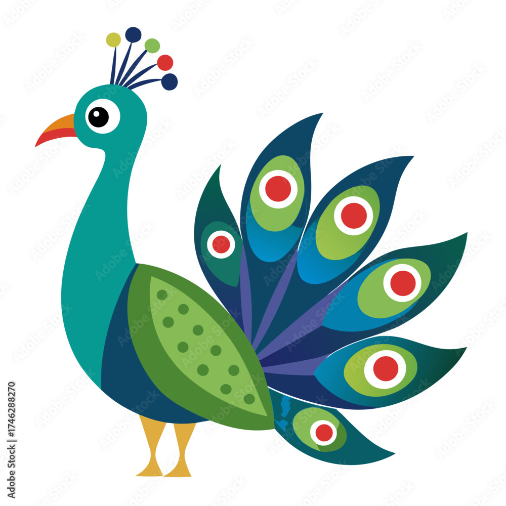 Fototapeta premium Peacock Icon Vector | Generative AI Linocut Silhouette Design