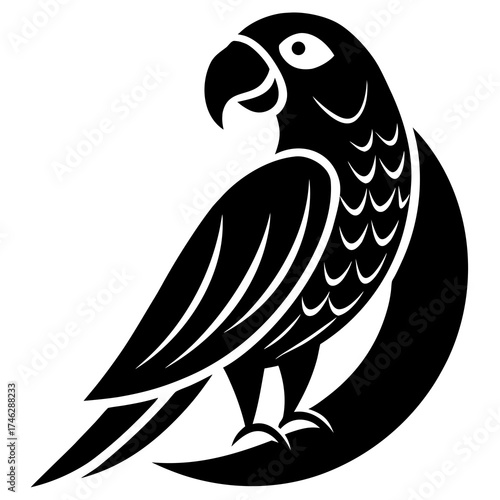 Parrot Icon Vector – Generative AI & Linocut Silhouette Design