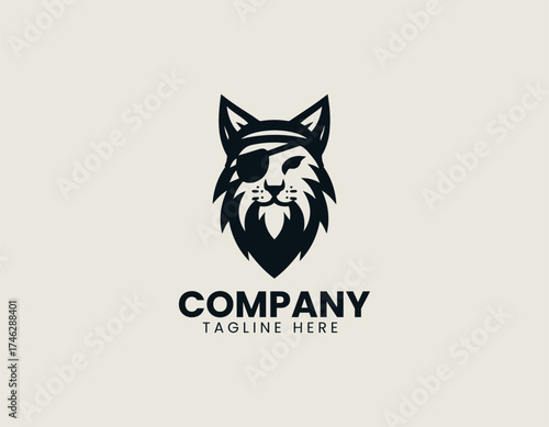 Pirate Lynx Wild Rebel vector logo illustration