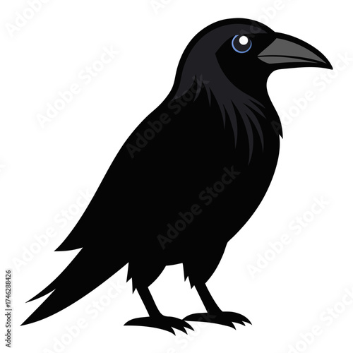 Raven Icon Vector – Generative AI Linocut Silhouette Design