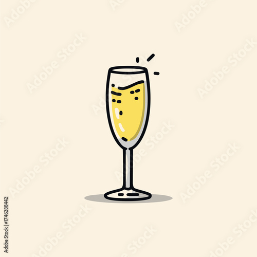Champagne Glass flat illustration