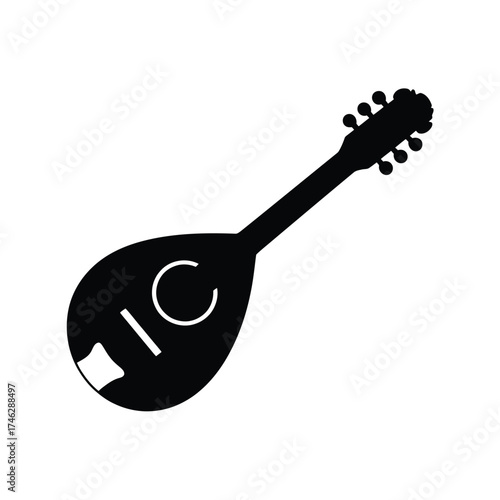 Black silhouette of a mandolin on a white background