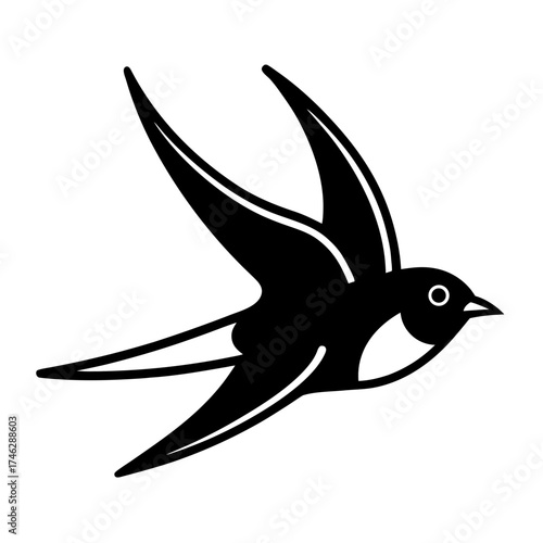 Swallow Icon Vector | Generative AI Linocut Silhouette Design