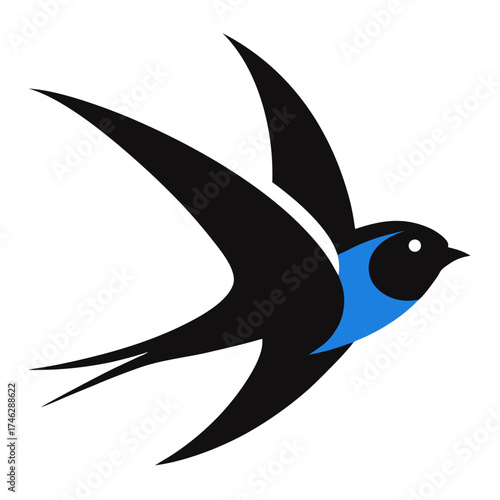 Swallow Icon Vector | Generative AI Linocut Silhouette Design