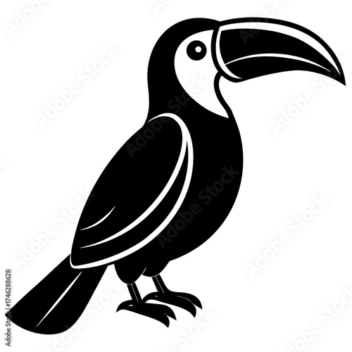 Toucan Icon Vector – Generative AI & Linocut Silhouette Design