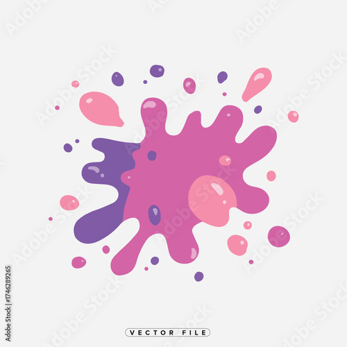 Abstract splash design featuring pink and purple paint blotches