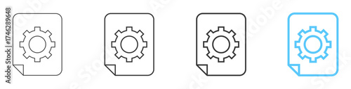 document settings icon set collection style outline. Contain prefences minimalist, interface, sofware