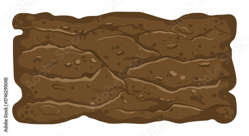 Cartoon Illustration of Brown Muddy Ground with Textured Surface.