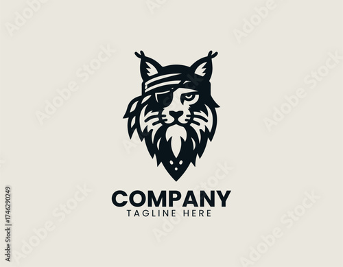 Pirate Lynx Wild Rebel vector logo illustration
