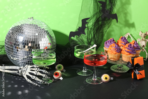 Glasses of tasty cocktails ...