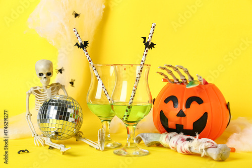 Glasses of tasty cocktails ...