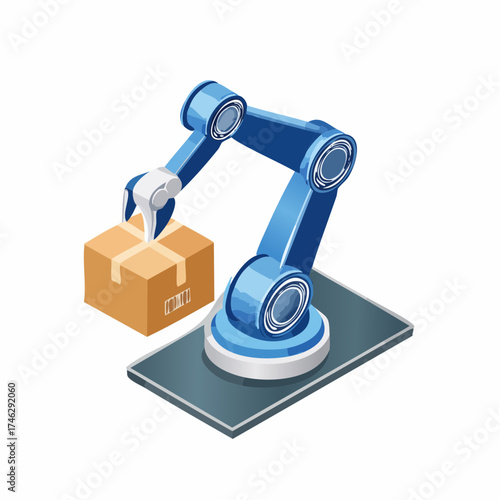 Isometric robotic arm for automated packaging and logistics.
