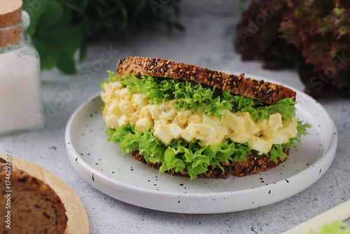 A sandwich served with egg salad