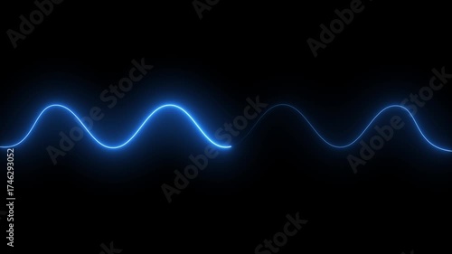 Abstract neon line waves animation.neon wave line royal blue color animation.Bright neon curve line abstract technology background