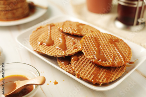 Stroopwafel, a thin, round cookie popular throughout the Netherlands