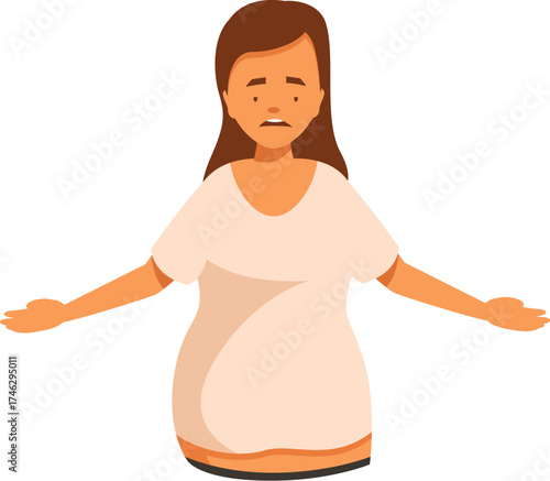 Young woman shrugging shoulders expressing confusion and helplessness