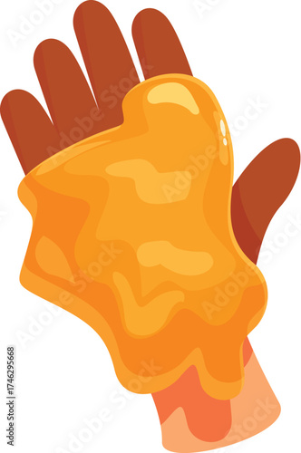 Hand is holding a blob of orange slime, a popular toy for children and adults