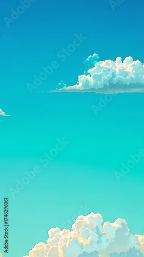 Bright and Serene Cloudscape in a Vivid Blue Sky Capturing the Tranquil Beauty of Fluffy White Clouds Gently Floating Across the Expansive Celestial Canvas