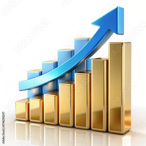 Analytics Growth Chart Icon – 8K Ultra Realistic Business Success and Marketing Data Symbol