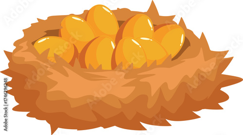 Nest full of golden eggs illustrating savings, investment, and retirement planning