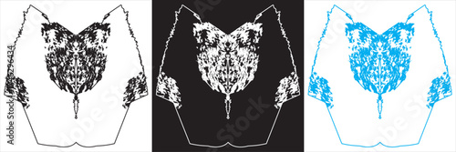 Abstract symmetrical inkblot shapes on black .Set of six abstract symmetrical white inkblot shapes on black background, resembling psychological Rorschach test or mirrored pattern art.
EPS10/AI.
