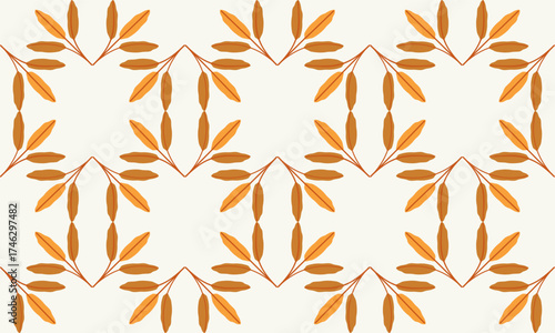 Autumn pattern with orange and brown leaves arranged symmetrically