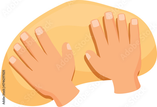 Baker skillfully kneading dough, preparing it for baking into various bread and pastry products