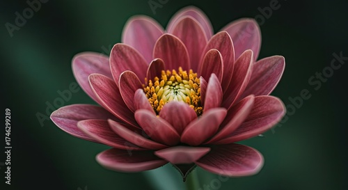 A close-up view of a stunning, deep pink flower, showcasing intricate details and delicate petals against a dark, muted backdrop.