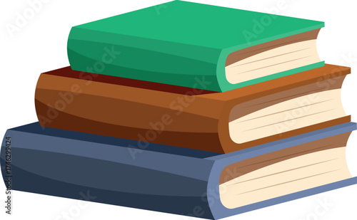 Three colorful books stacked, creating a visual representation of knowledge, learning, and education