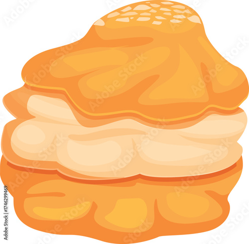 Layered pastry filled with a sweet cream filling and topped with crumbs, creating a tempting treat