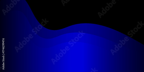 Abstract minimalist blue background with glowing wavy lines. Dark blue futuristic wallpaper.
