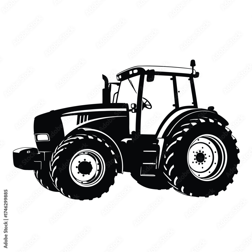 Obraz premium Black tractor illustration vehicle farm