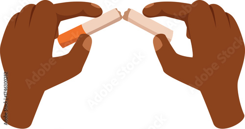 Person breaking cigarette, symbolizing quitting smoking and choosing healthy lifestyle