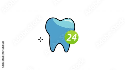 Animation 24 hours Dental care icon