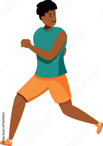 Young man jogging, enjoying his outdoor workout and promoting a healthy lifestyle