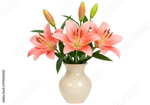 Wallpaper Mural Elegant pink lilies in a vase isolated on transparent PNG, beautiful floral arrangement for home decor and special occasions Torontodigital.ca