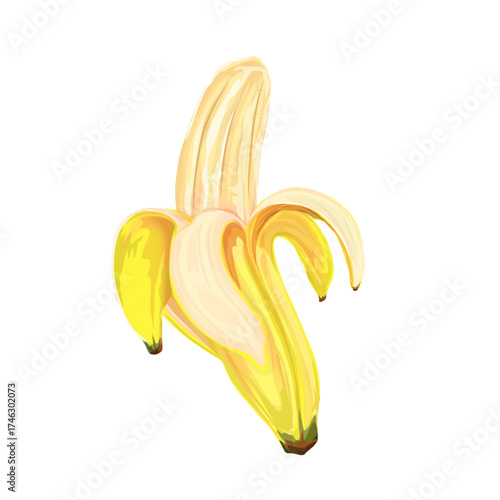 illustration of a ripe banana with its skin peeled off