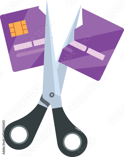 Scissors cutting a credit card representing financial freedom, debt cancellation, and responsible spending habits