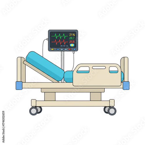 hospital bed with monitor   