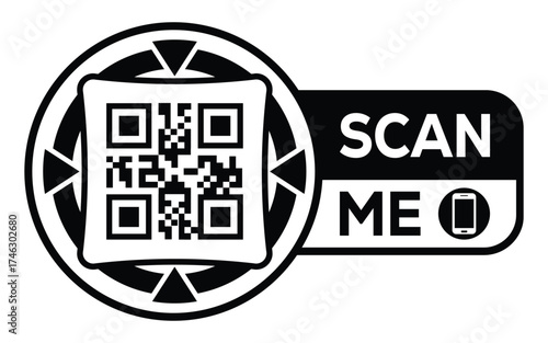QR code scan icon set. Scan me frame. QR code scan for smartphone. QR code for mobile app, payment and identification. Vector illustration.