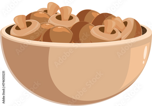 Beige bowl is brimming with freshly picked mushrooms, ready to be used in a delicious culinary creation
