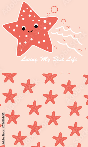 smile star with all over pattern print  illustrations vector art