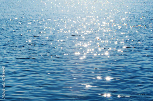 Lights on sea background. Waves.