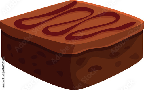 Freshly baked brownie with chocolate drizzle, perfect for satisfying sweet cravings