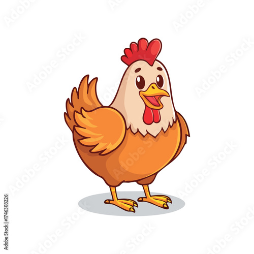 Chicken smile and laugh vector illustration, Element for Food and beverages business logo or animal cartoon theme.