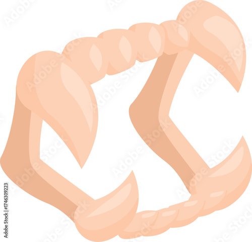 Isometric vampire fangs showing both upper and lower teeth, perfect for completing a halloween costume