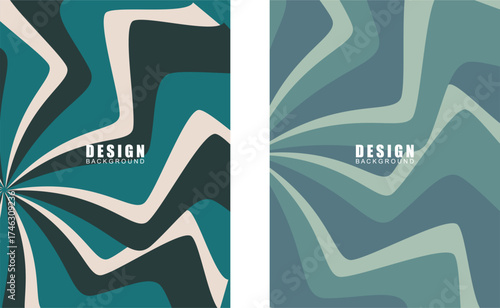 Collection of vintage retro banner backgrounds. Colorful grunge wave wallpaper. Vector illustration. Rotate party background pattern.