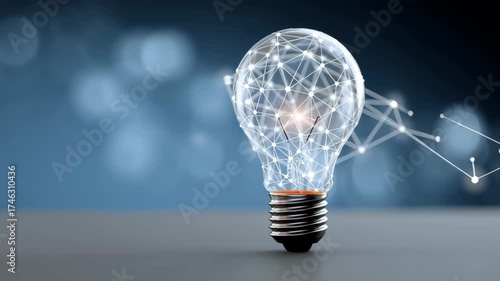 Glowing electric light bulb concept for idea or innovation on a dark background
